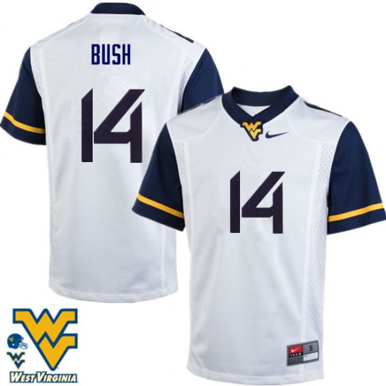 Men's West Virginia Mountaineers NCAA #14 Tevin Bush White Authentic Nike Stitched College Football Jersey TV15S81ZY